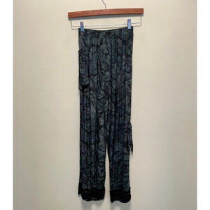 Womens Pants One Size Gray Tie Dye Abstract Pull On Relaxed Art to Wear Boho